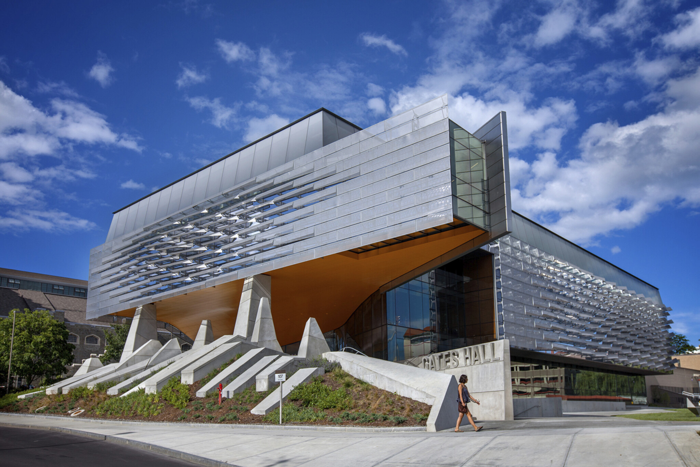 A color photo showing the exterior of Bill and Melinda Gates Hall