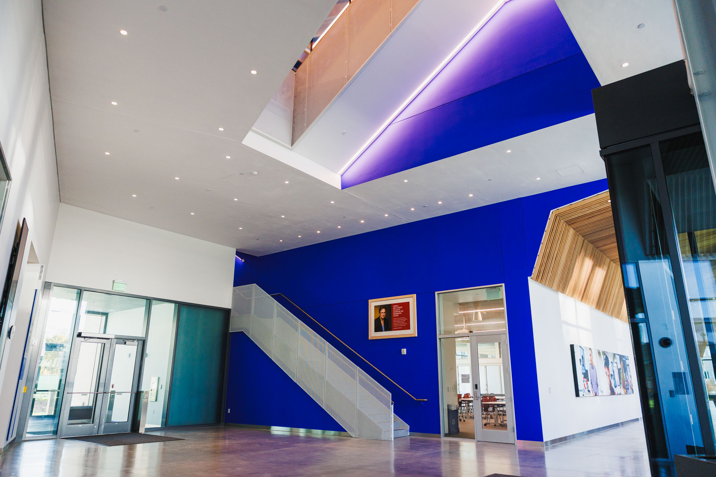 A color photo showing the interior of the Computing and Information Science Building.