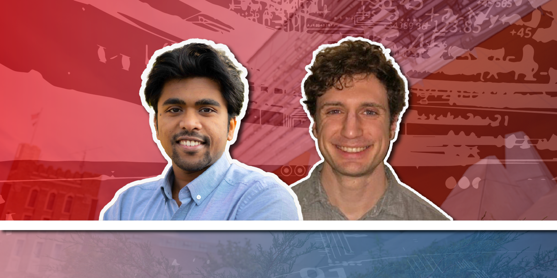 Collage of potraits of Saikat Dutta and Kevin Ellis