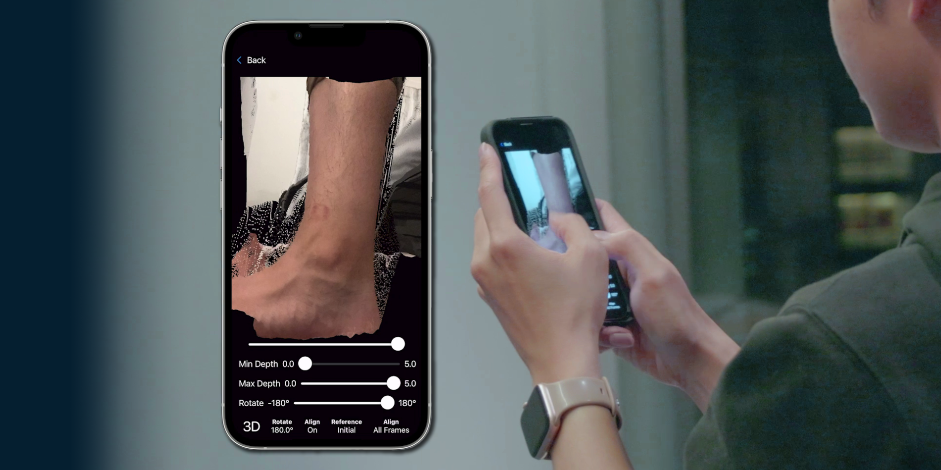 Image that shows what someone would see on the app when looking at an ankle