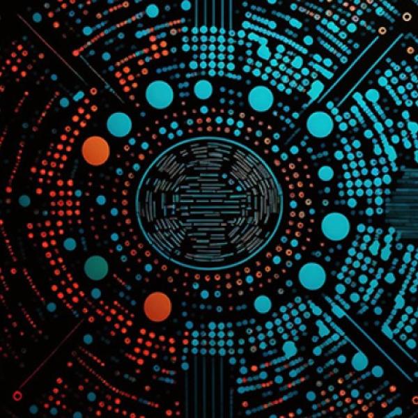 An abstract red and blue depiction of big data