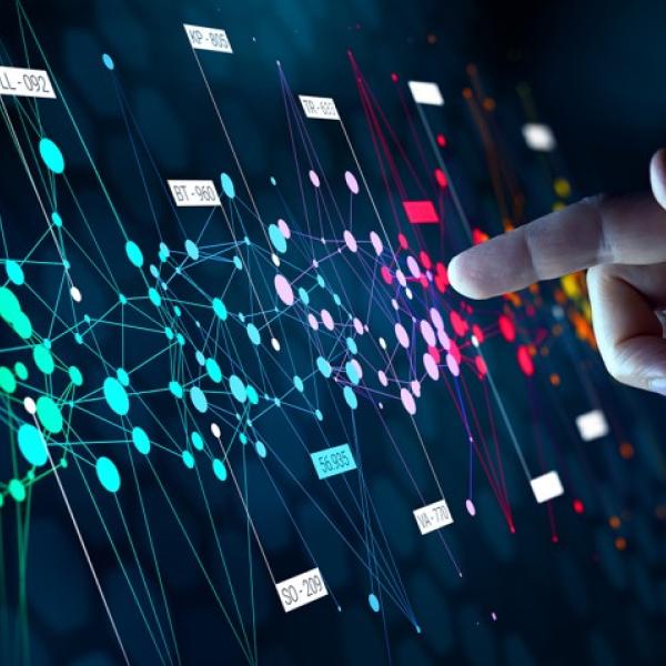 Colored, connected dots on a computer screen