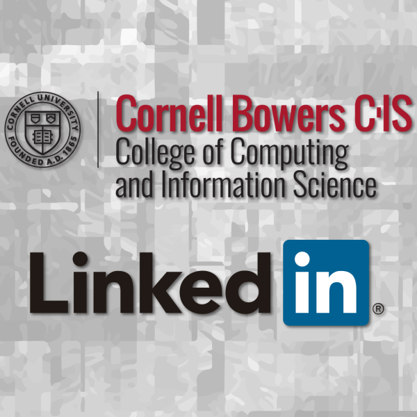A graphic displaying the Cornell Bowers CIS seal and LinkedIn logo.